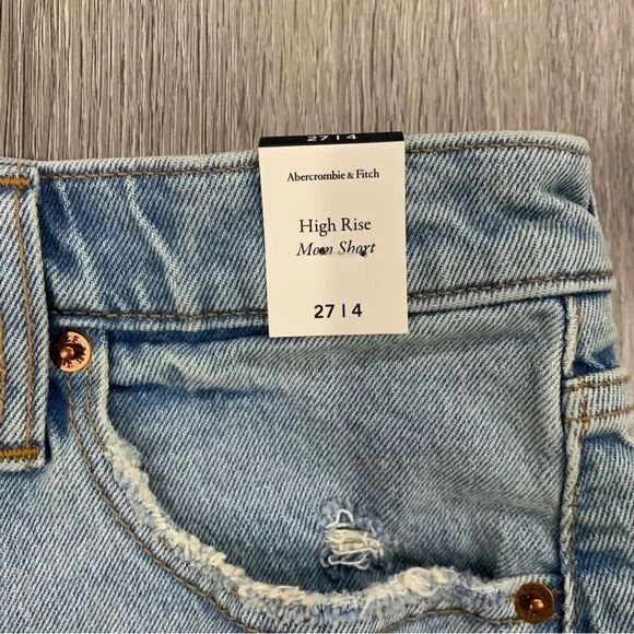 ABERCROMBIE high rise mom short size 27/4 light blue wash denim - Picture 5 of 6